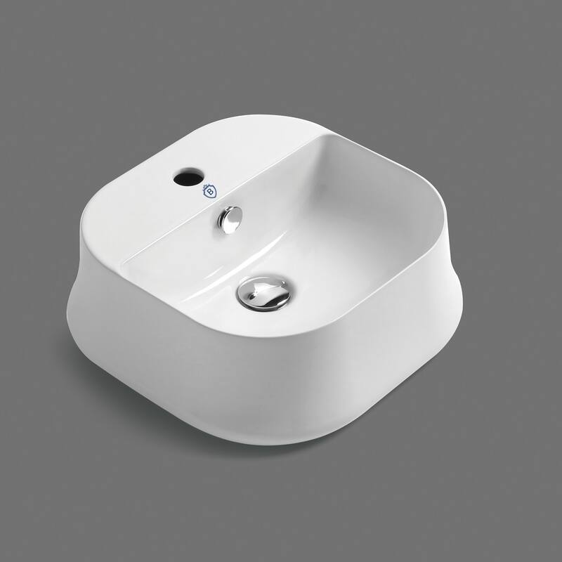 Whitehaus Britannia Square Above Mount Basin with Single Faucet Hole