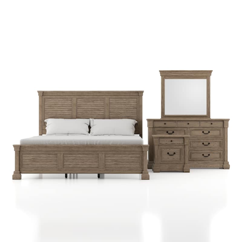 Furniture of America Wacine 4-Piece Weathered Grey Wood Panel Bedroom Set