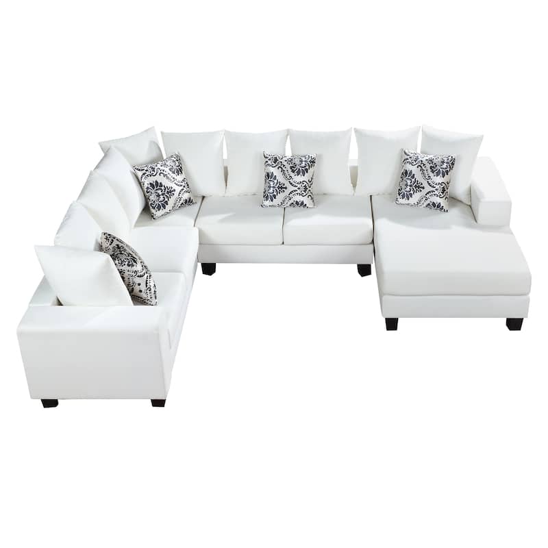 [VIDEO provided] [New] 110*85" Modern U Shape Sectional Sofa, Velvet Corner Couch with Lots of Pillows Included,Elegant and func