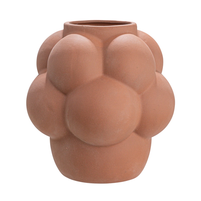 Stoneware Vase with Raised Dots and Matte Finish - 8.1"L x 8.1"W x 8.3"H