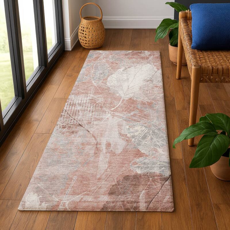 Premium Washable Super Soft Floral Imprints Mayfield Rug - Salmon - 2'3" x 7'6"