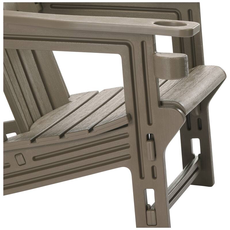 Polytrends Coastline Outdoor Poly Adirondack Chair Set with Connecting Tray & Cup Holder
