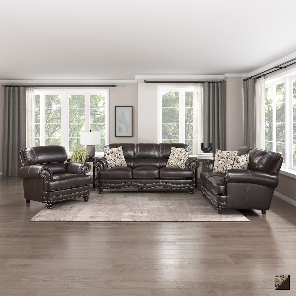 Mariposa 3-Piece Breathable Faux Leather Living Room Sofa Set