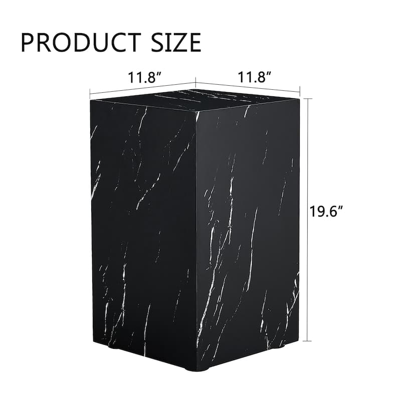 Modern Cube Accent Table Coffee Table with Faux Marble Patterned, End Table Dining Table for Living Room
