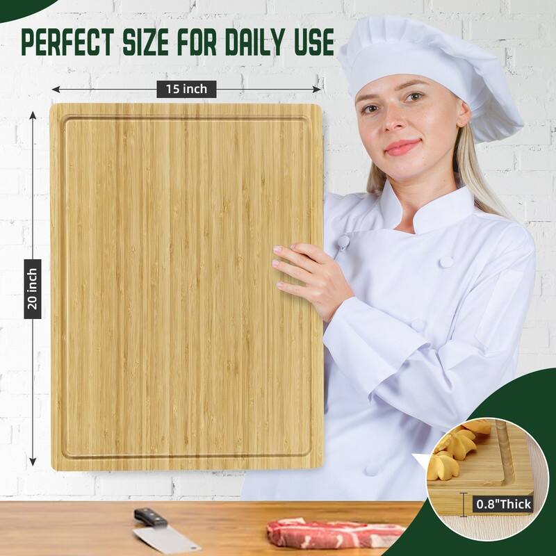 Bamboo Cutting Board with Juice Groove & Handle