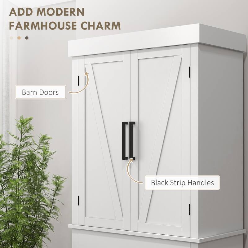 72" Tall Kitchen Pantry Storage Cabinet, Farmhouse Freestanding Kitchen Cabinet with 4 Barn Doors, Drawer