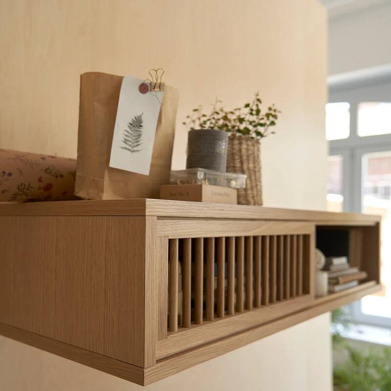 Bilbao Oak Wall Shelf Unit - N/A
