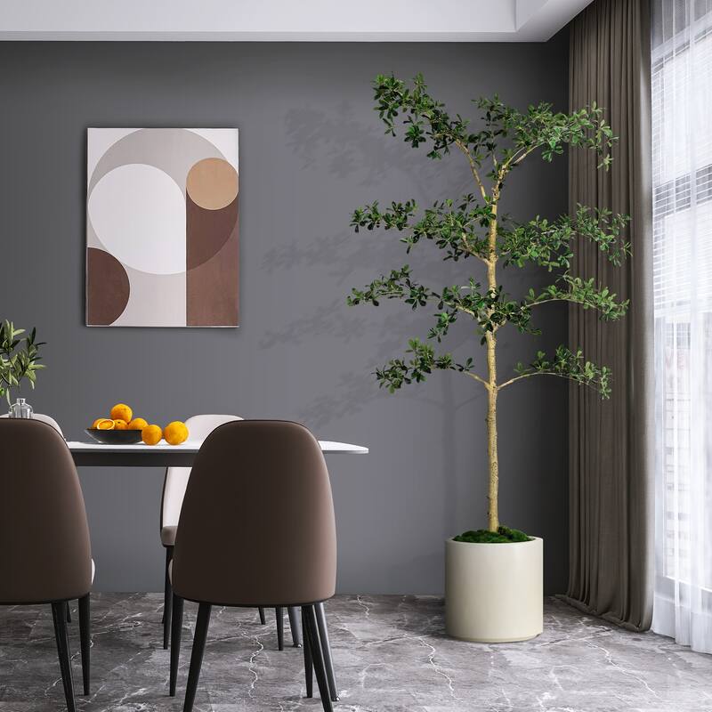 6.5 ft. Artificial Shady Lady Tree in White Decor Pot - 37.5 in. W x 29.5 in. D x 78.75 in. H