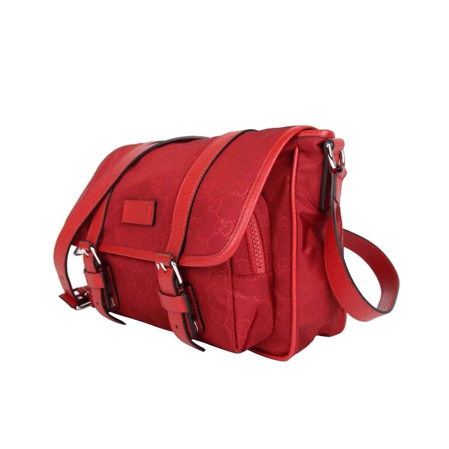 Shop Gucci Women S Red Monogram Gg Nylon Small Messenger Bag 510335 6523 Overstock 31080205