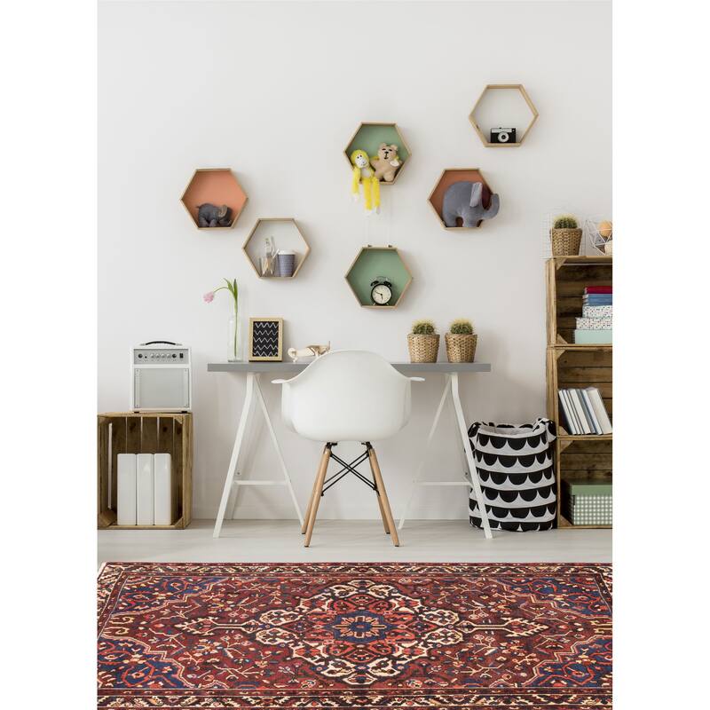 ECARPETGALLERY Hand-knotted Anatolian Vintage Dark Red Wool Rug - 4'4 x 6'2