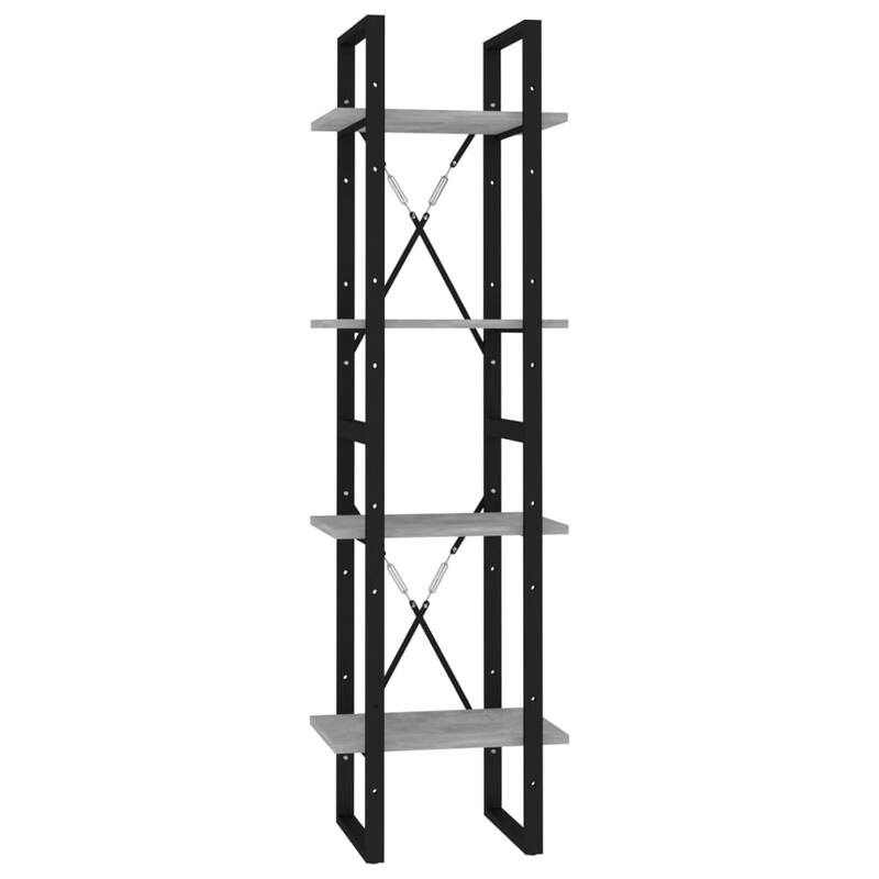 vidaXL 4-Tier Book Cabinet Concrete Gray 15.7"x11.8"x55.1" Chipboard - 15.7" x 11.8" x 55.1" - 15.7" x 11.8" x 55.1"