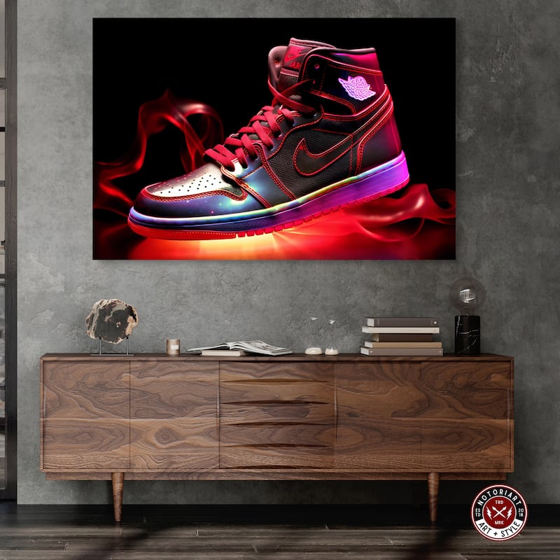 Notoriart Flaming Hot Sneaker Ii Gallery Wrapped Sneaker 1 Piece Canvas Wall Art
