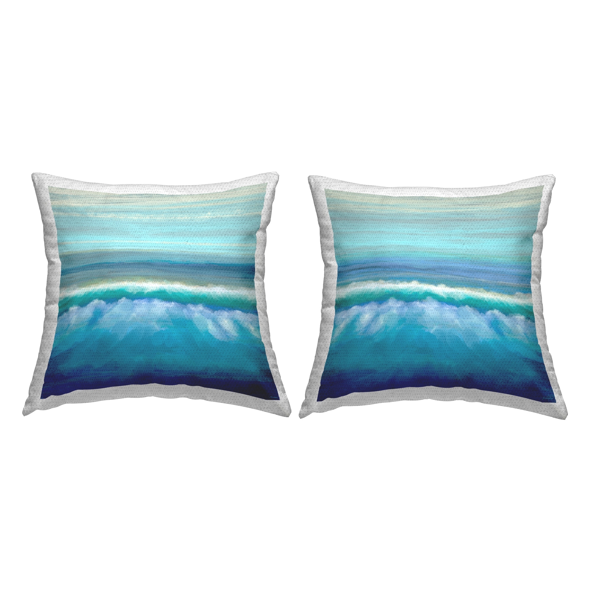 Stupell Rolling Ocean Waves Splash Printed Outdoor Throw Pillow Design by Michael Tienhaara (Set of 2)