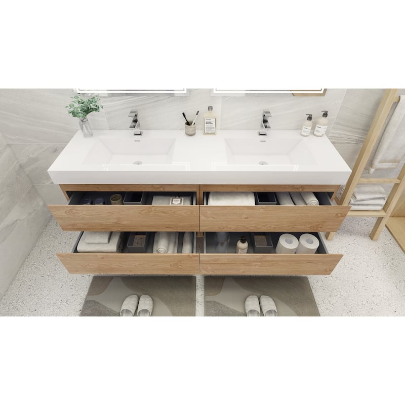 Baillie 84'' Wall-Mounted Vanity with Double Reinforced Acrylic Sink