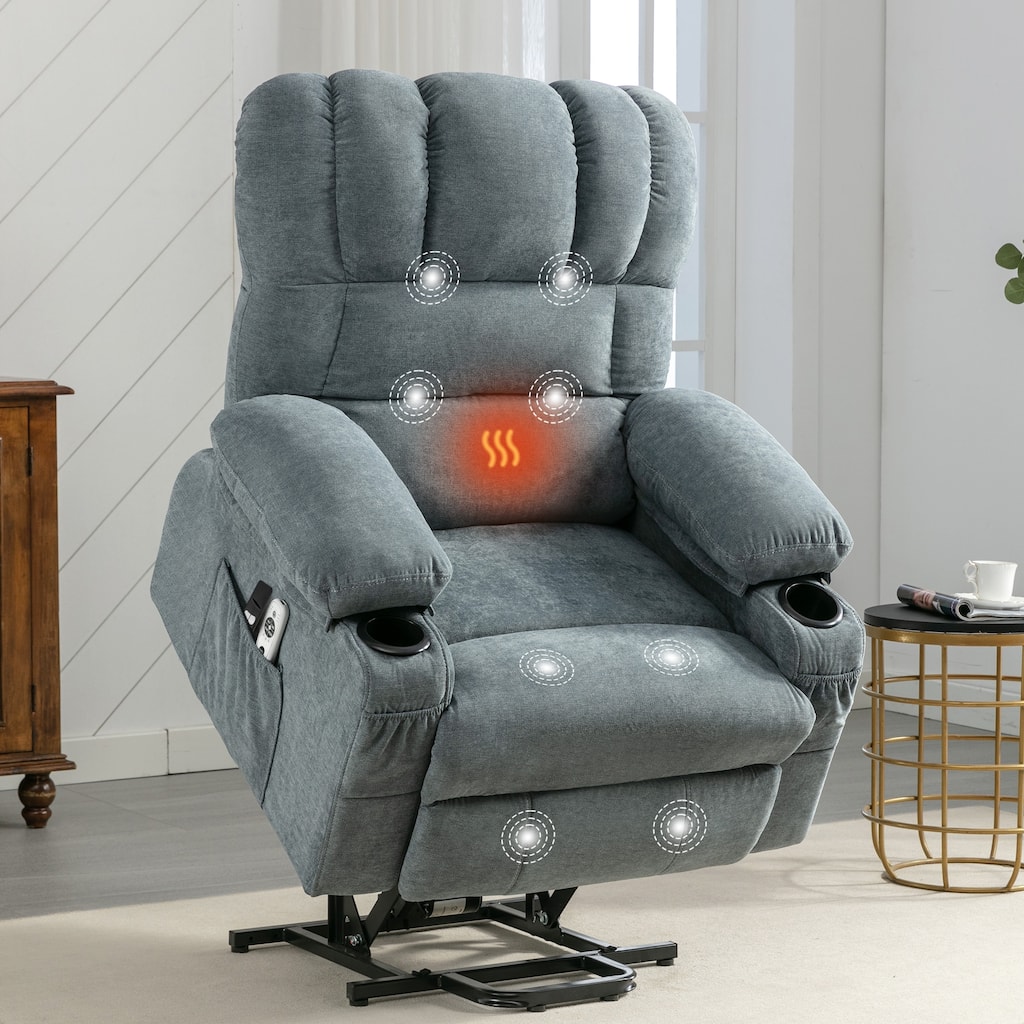 Power Lift Recliner Chair for Elderly with Massage and Heat, Ergonomic Electric Recliner Chair Single Sofa w/USB & Cup Holders