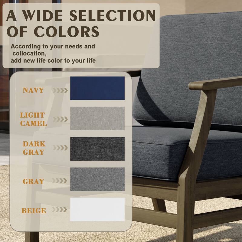 Outdoor Teak Wood Club Chairs with Cushions (Set of 2)