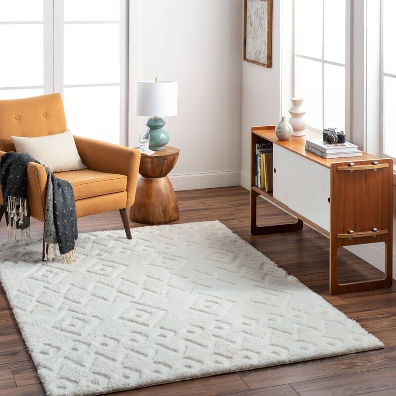 Livabliss Nomadic Boho Modern Plush Area Rug - Ivory - 7' 10" x 10'