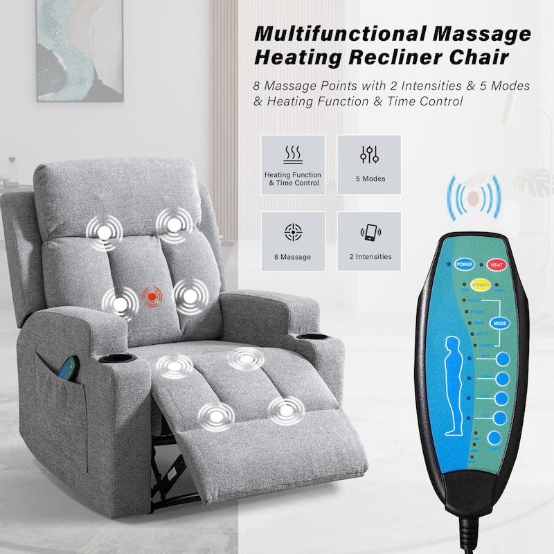 Recliner Sofa for Living Room, Extra Wide Modern Overstuffed 1/2/3 Seat Reclining Manual Sofa Chair