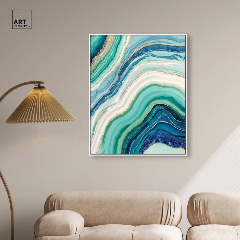 Blue Green Abstract Agate I Canvas by Art Remedy