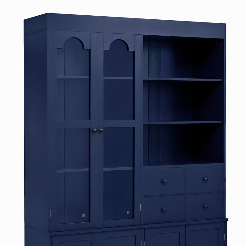 75" Freestanding Buffet with Hutch, Tall Kitchen Pantry Cabinet with Drawers, Shelves and Pull-out Trays for Maximized Storage