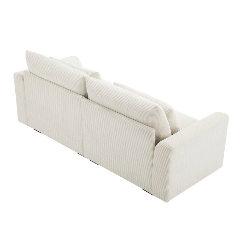 2-Seat Corduroy Modular Loveseat Sofa with Waist Pillow