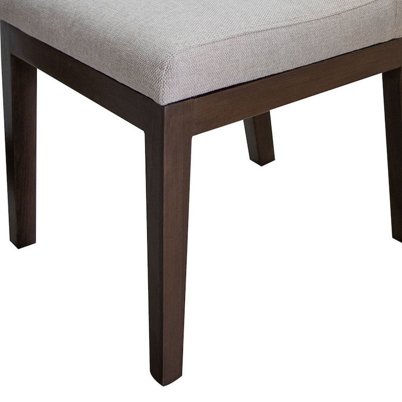 Umey 23 Inch Side Dining Chair Set of 2, Beige Fabric, Brown Solid Wood