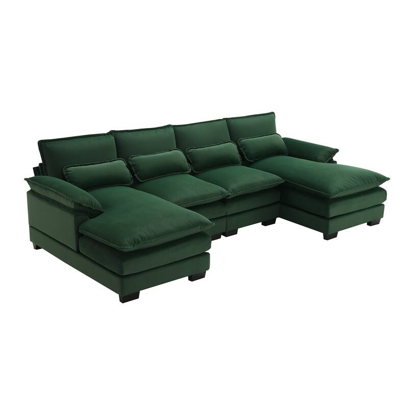Modular U-Shaped 6-Seat Sofa with Chaise, Double Cushion Upholstered Sleeper for Living Room