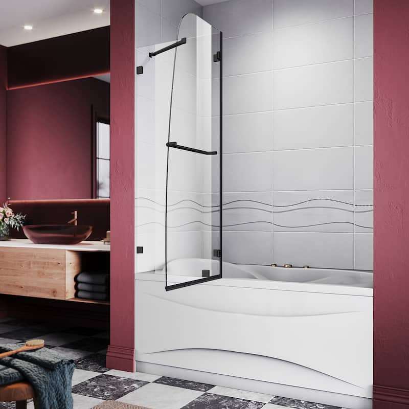 Elegant Tub Door Frameless Pivot Hinged Bathtub Glass Panel with Clear Tempered Glass Door for Bathtub