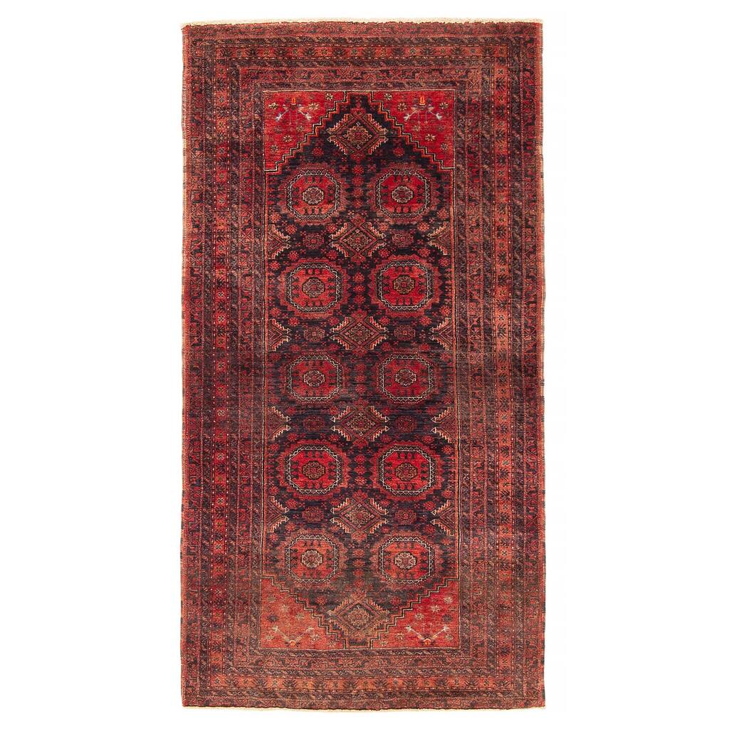 ECARPETGALLERY Hand-knotted Baluch Black Wool Rug - 3'0 x 5'9