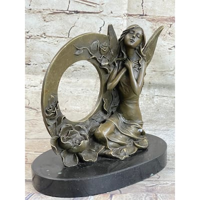 Hot Cast Detailed Fairy Bronze Sculpture Marble Base Figurine Figure