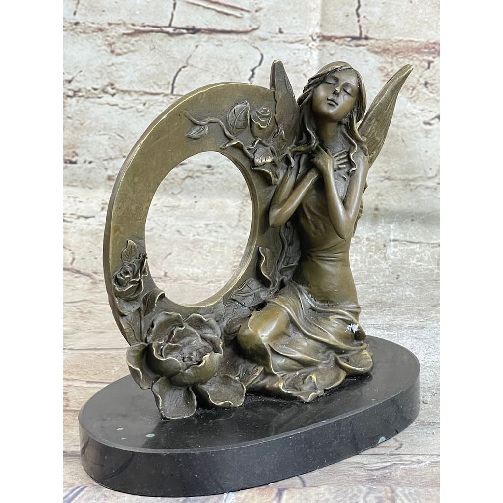 Hot Cast Detailed Fairy Bronze Sculpture Marble Base Figurine Figure