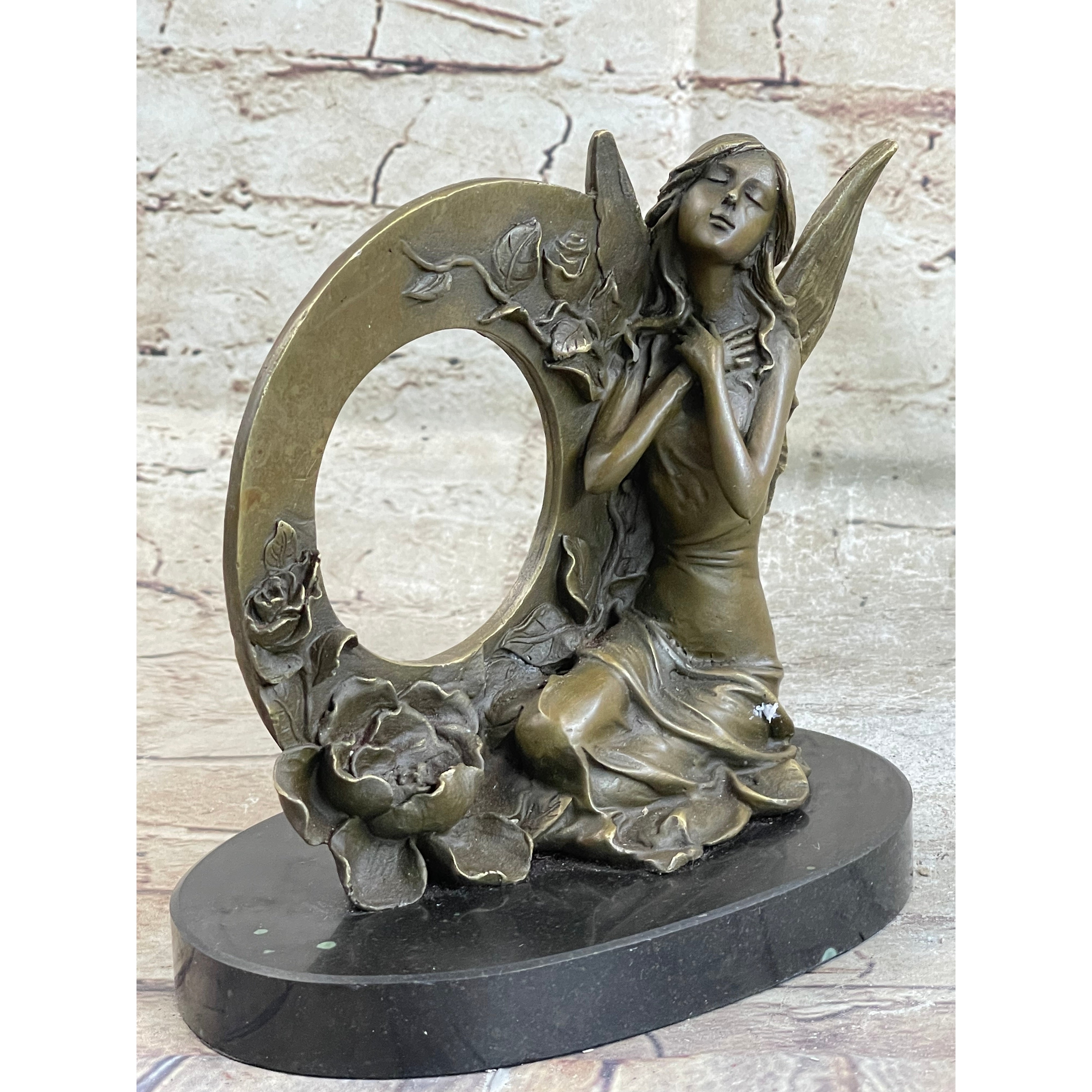 Hot Cast Detailed Fairy Bronze Sculpture Marble Base Figurine Figure