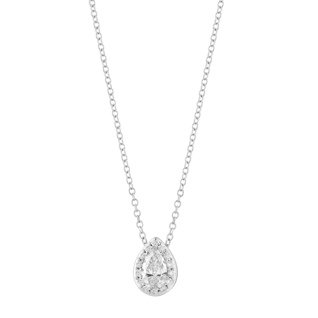 EFFY 14k White Gold Lab Grown Diamond Pear Pendant Necklace