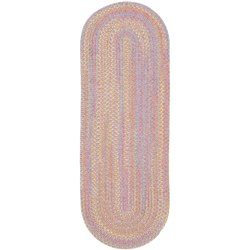 Rhody Rug Playful Indoor/Outdoor Braided Area Rug - 2' x 8' Runner - Pink