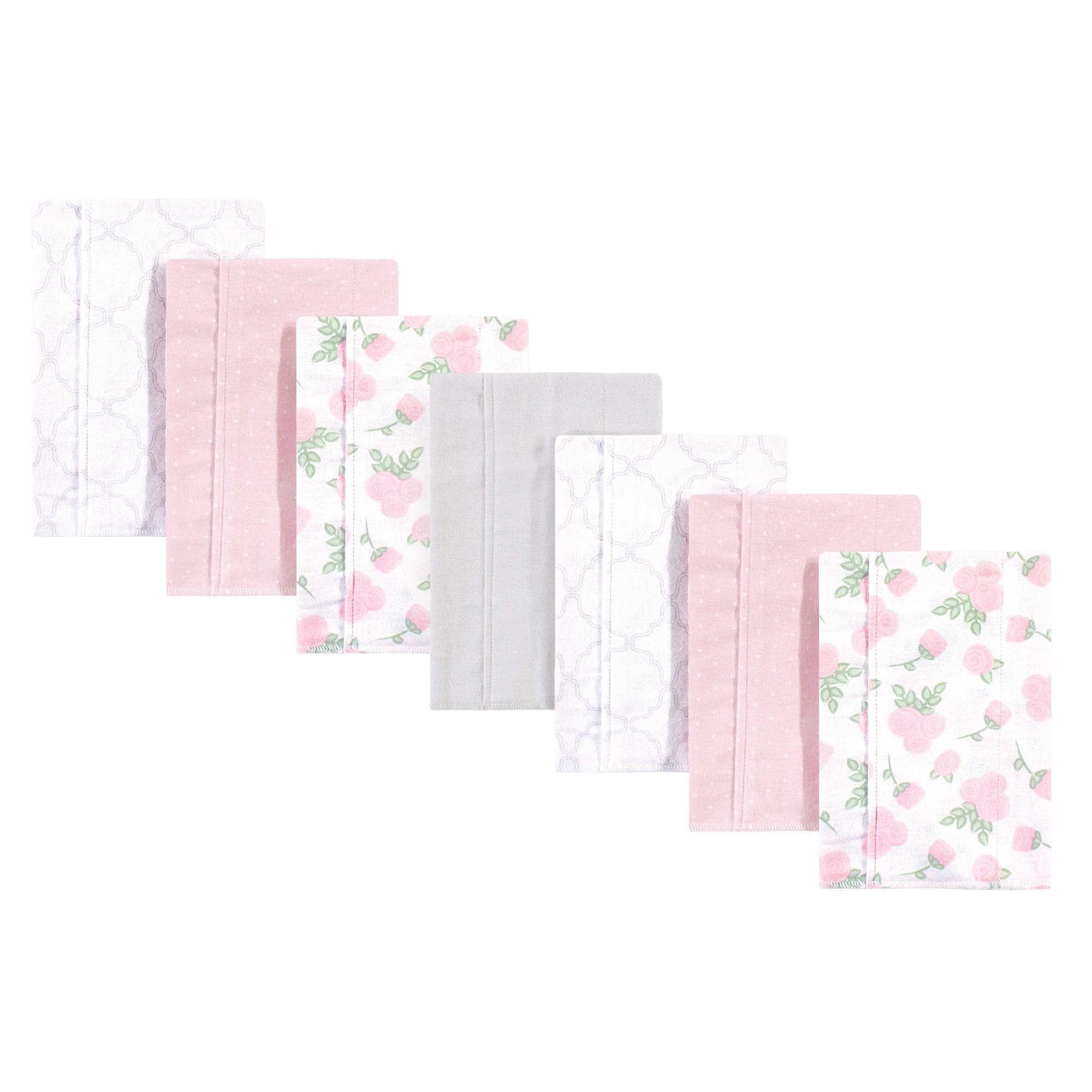 Hudson Baby Infant Girl Cotton Flannel Burp Cloths 7pk, Pink Rose, One Size - Pink Rose - One Size