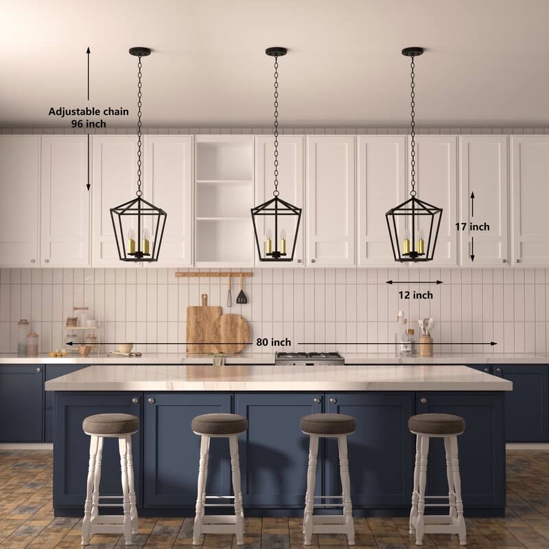 Finnick 4-light Modern Farmhouse Lantern Kitchen Island Pendant with UL Certified