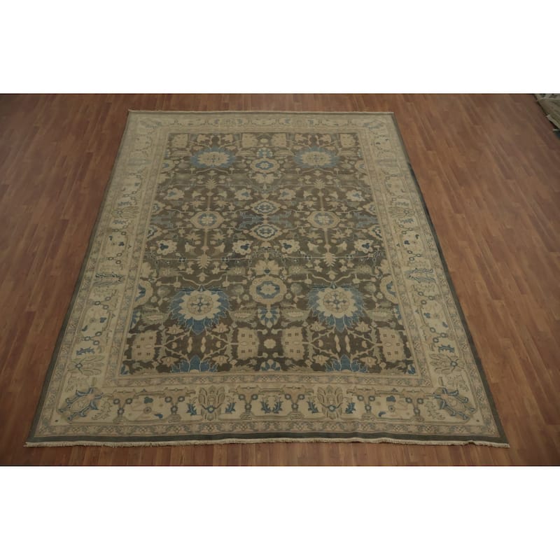Hand Knotted Oriental 100% Wool Carpet Traditional All-Over Greys & Charcoal Ziegler Area Rug - 12' 6'' X 9' 8''