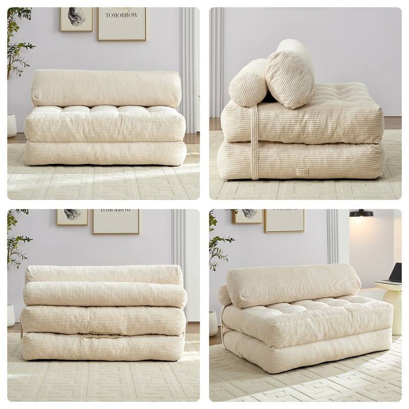 Mixoy W32''/W50'' Corded Velvet Fabric Folding Floor Lazy Futon Sofa Bed