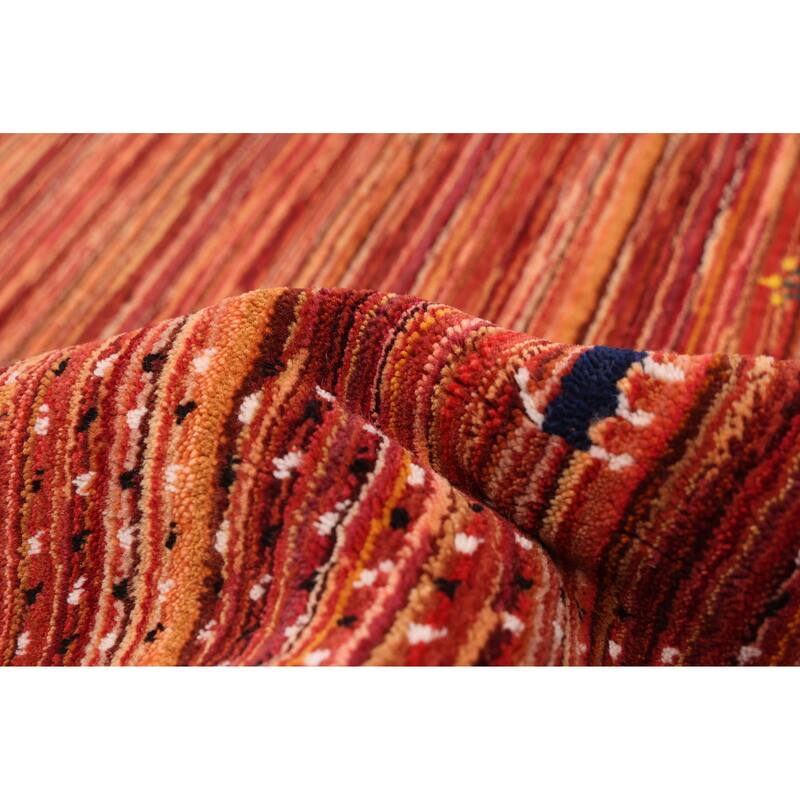 ECARPETGALLERY Hand Loomed Kashkuli Gabbeh Dark Copper Wool Rug - 4'11 x 7'11