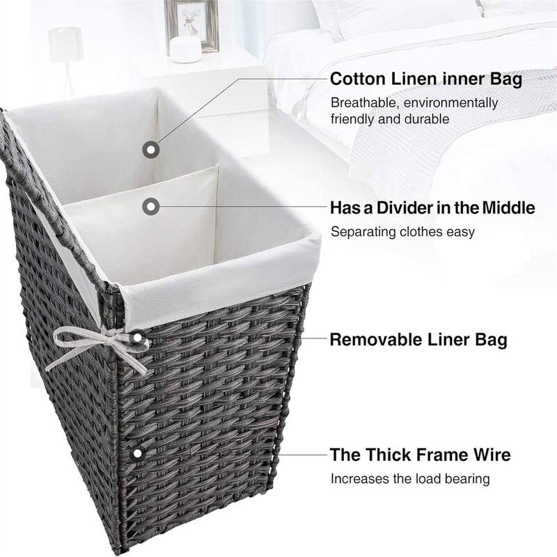 90L Divided Handwoven Hampers - 18.3"L x 13.5"W x 26.4"H