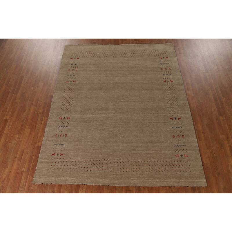Gabbeh Indian Area Rug Handmade Wool Carpet - 7'9"x 9'10"