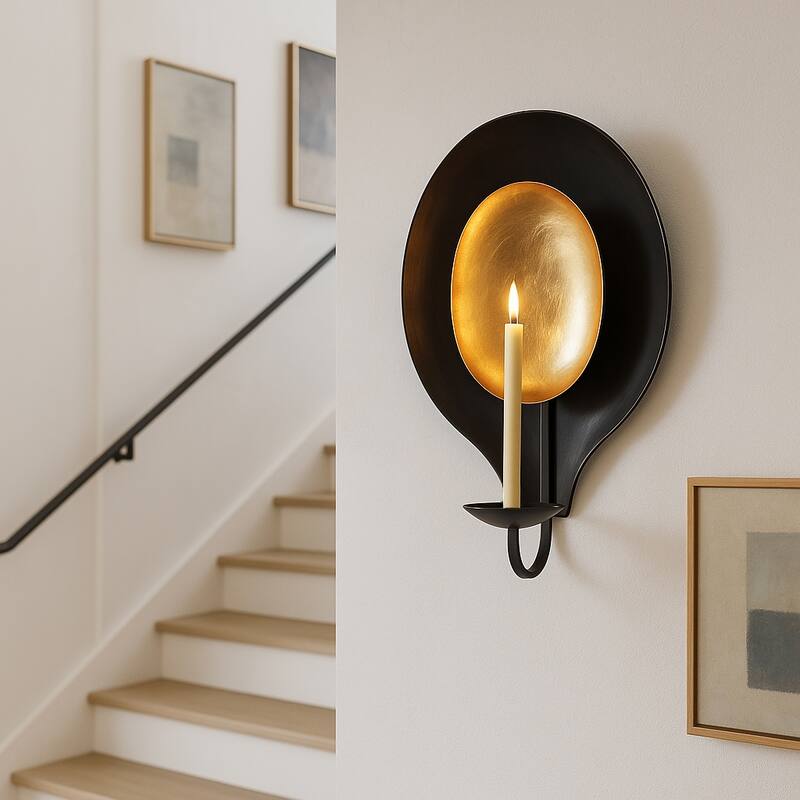 Metal Round Votive Wall Mounted Candle Holder - Black