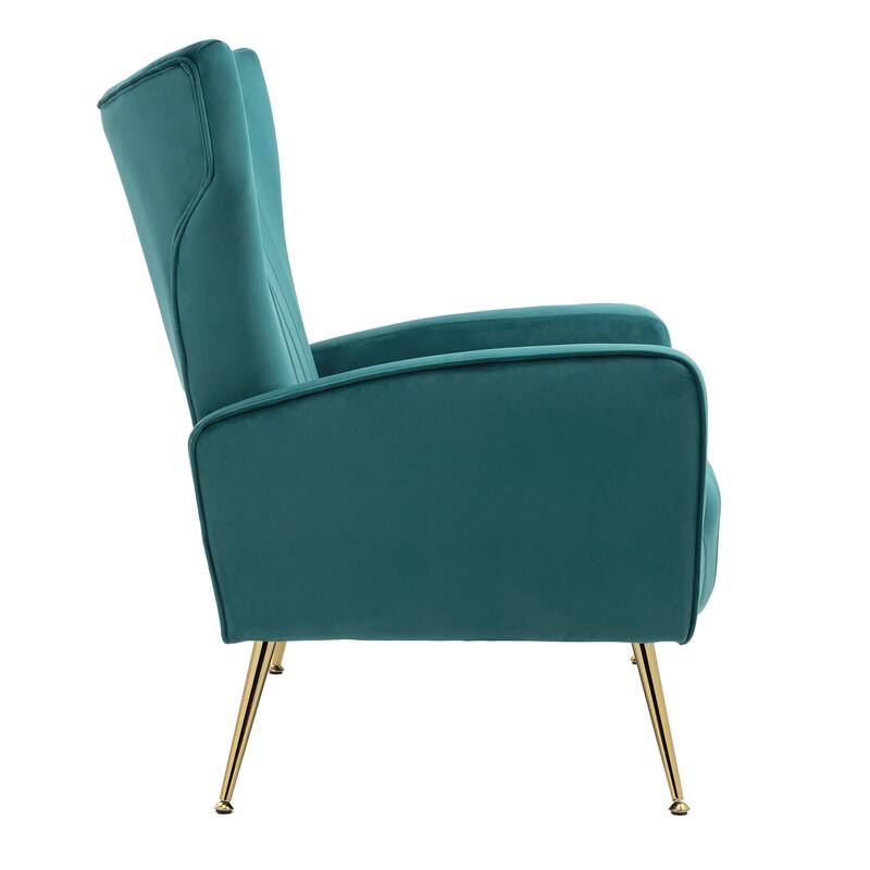 2 Set Velvet Wingback Accent Chairs with Metal Legs for Living Room