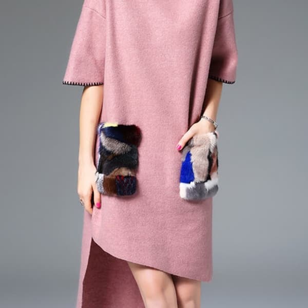 Shop Casual Abstract Half Sleeve Knitted Asymmetrical Sweater