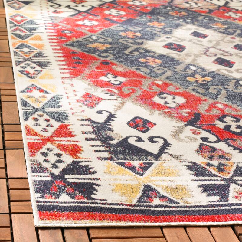 SAFAVIEH Montage Padelea Boho Indoor/ Outdoor Waterproof Patio Backyard Rug