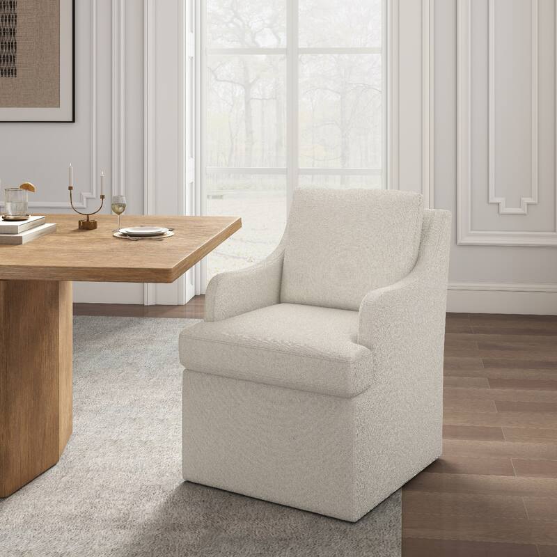 Upholstered Dining Chairs, Modern Kitchen Chairs Dinner Chairs with 4 Casters - Beige - Single