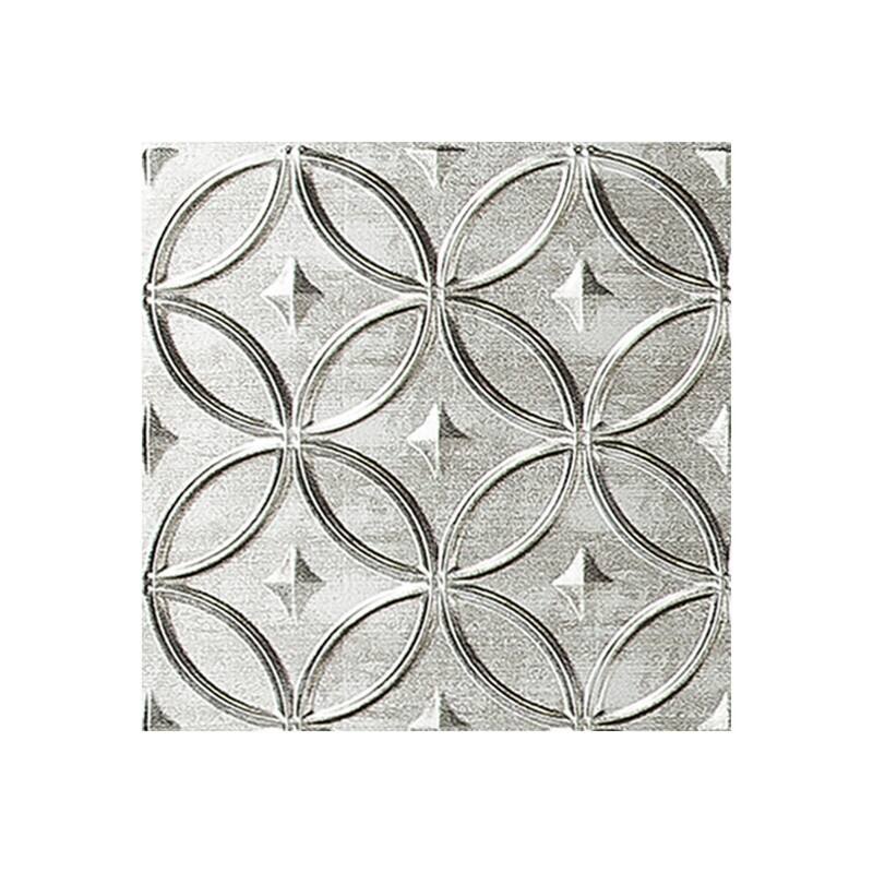 FASÄDE Rings Decorative Vinyl 2ft x 2ft Lay in Ceiling Panel in Crosshatch Silver (5 Pack) - 12in x 12in Sample - Crosshatch Silver