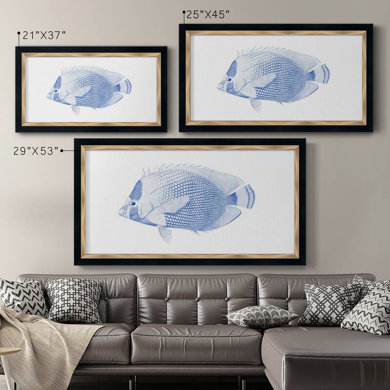 Blue & White Tropical Fish VI Premium Framed Canvas- Ready to Hang