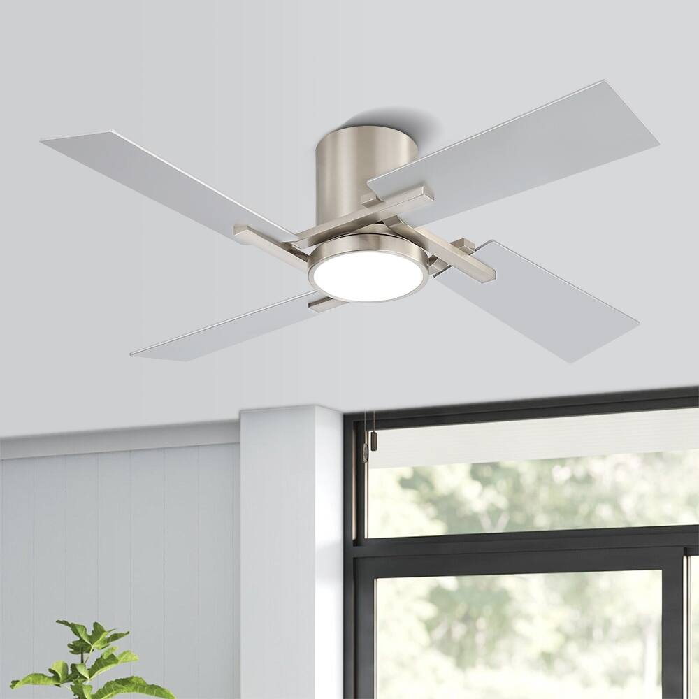 48Inch 4 Two-color Fan Blades Dc Motor Indoor Ceiling Fan With Light Kit And Remote