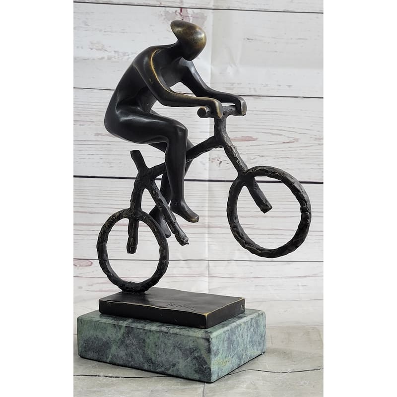 Tour De France Bicycle Cyclist Athlete Bronze Statue Sculpture Trophy Collectible 10 Inches X 7 Inches